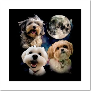 Silky Serenity Shih Tzu Dog Moon, Tee Trendsetter Triumphs Posters and Art